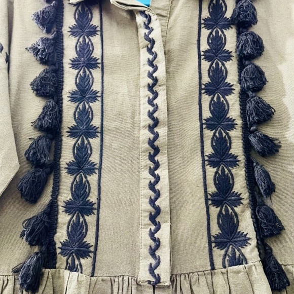 Zara trf Collection Olive Green Embroidered PomPom Jacket Women's XS EUC - Picture 2 of 6